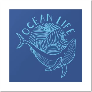 Ocean Life Whale Line art Posters and Art